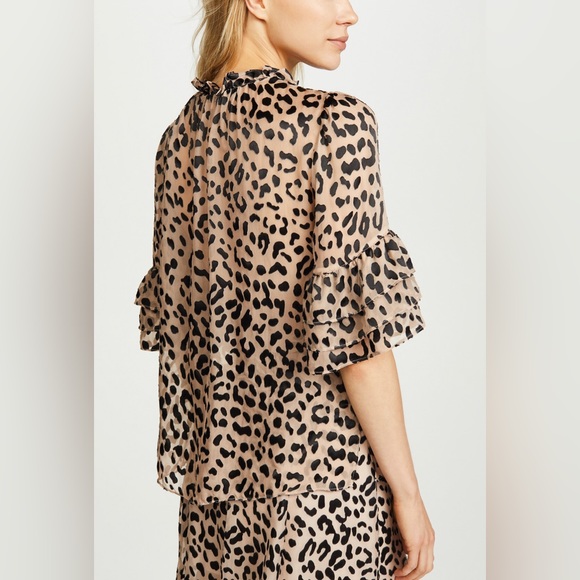 ALICE + OLIVIA- Animal Print Tie Neck Blouse - Picture 3 of 12